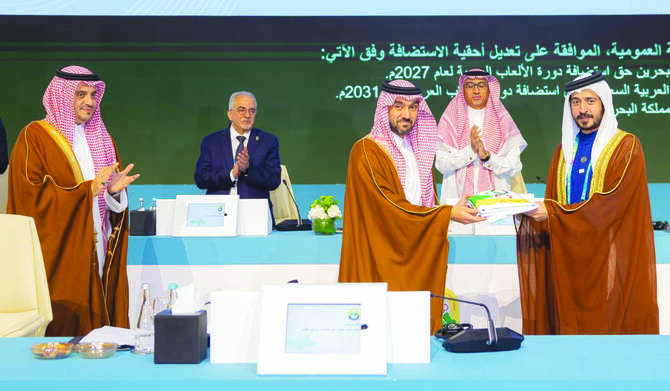 Prince Abdulaziz bin Turki bin Faisal was unanimously reelected president of the Union of Arab National Olympic Committees. (SPA